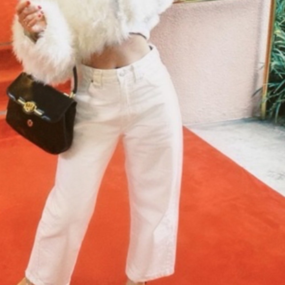 Zara white Barrel Leg Jeans